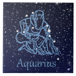 Carreau En Céramique Symbole Aquarius Constellation et Zodiaque avec ét
