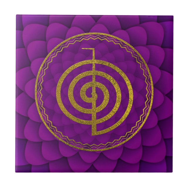 Carreau En Céramique Symbole de Choku Rei d'or sur le lotus (Devant)