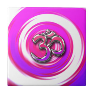 Carreau En Céramique Symbole de yoga en style hippie psychédélique
