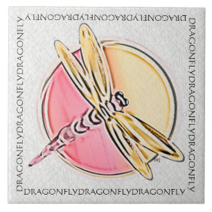 Carreau En Céramique Symbole libellule rose