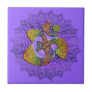 Carreau En Céramique Symbole universel OM / AUM - Ornement