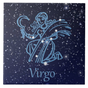 Carreau En Céramique Symbole Virgo Constellation et Zodiac avec étoile