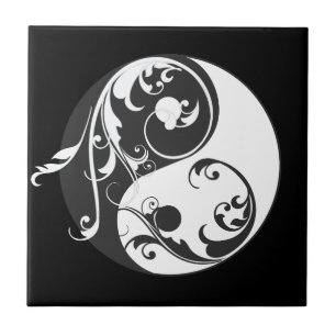 Carreau En Céramique Symbole Yin Yang (noir)