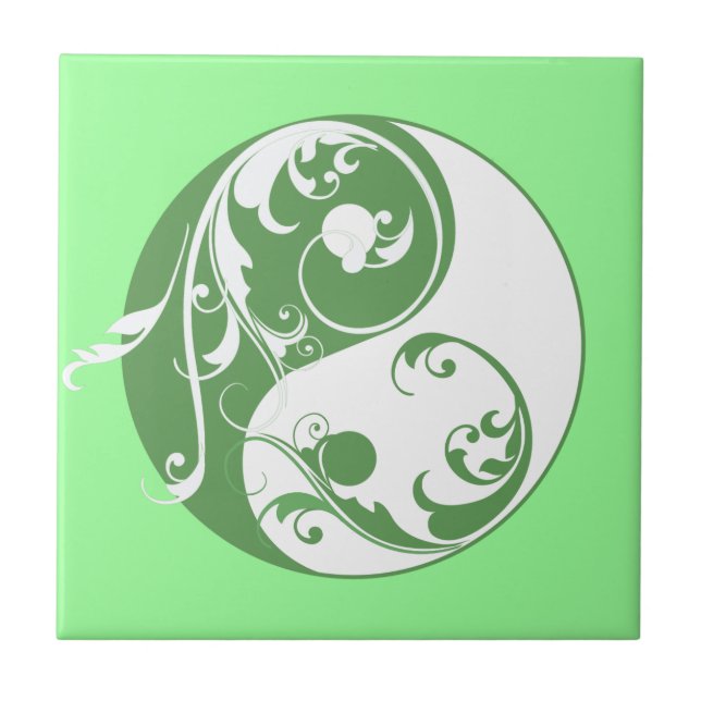 Carreau En Céramique Symbole Yin Yang (vert) (Devant)