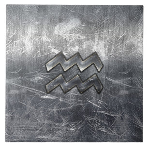 Carreau En Céramique SYMBOLE Zodiaque Aquarius Acier en argent désorgan