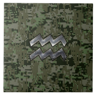 Carreau En Céramique SYMBOLE Zodiaque Aquarius Camouflage numérique ver