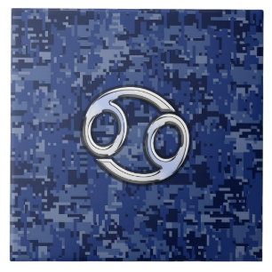 Carreau En Céramique Symbole Zodiaque du cancer de l'argent Marine Cami