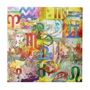 Carreau En Céramique Symboles et signes zodiaques de l'astrologie