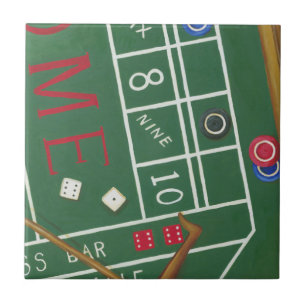 Carreau En Céramique Table Casino Craps avec chips et dés