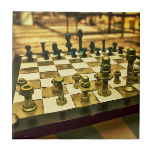 Carreau En Céramique Tableau d'échecs cool avec des noeuds et des boulo