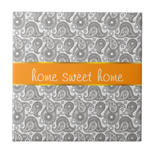 Carreau En Céramique Tangerine Black Paisley