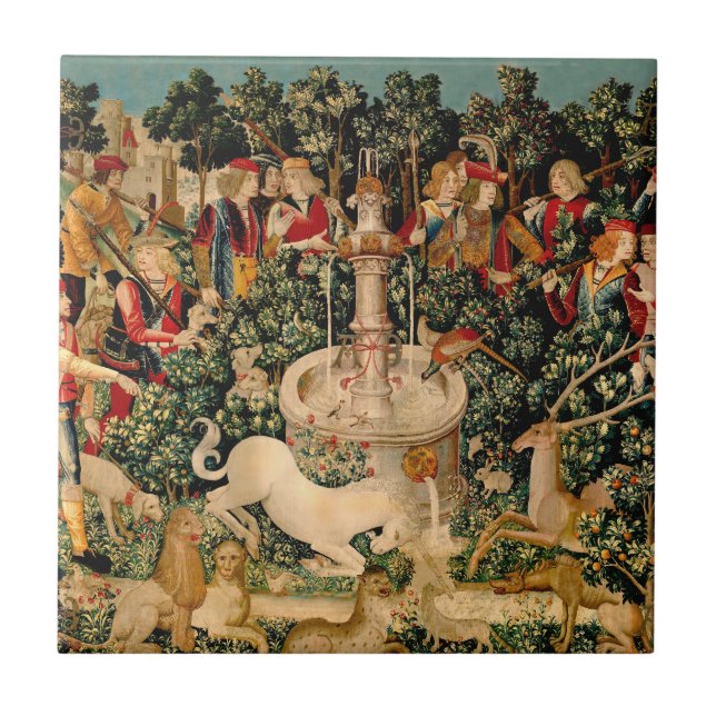 Carreau En Céramique Tapisseries Unicorne Trouvé Légende Mythique (Devant)
