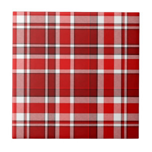 Carreau En Céramique Tartan blanc rouge de plaid