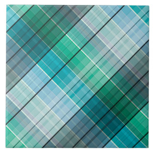 Carreau En Céramique Tartan de bleu de turquoise