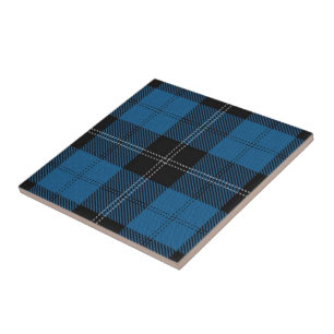 Carreau En Céramique Tartan écossais de noir bleu d'expressions de