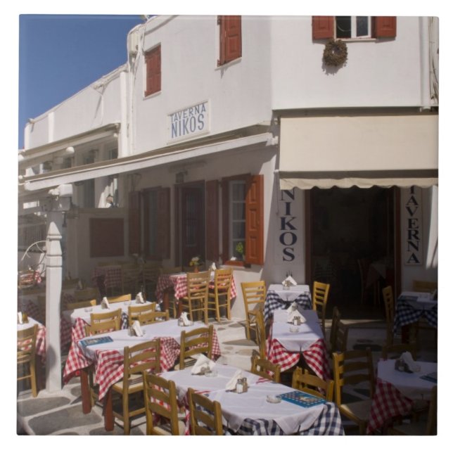 Carreau En Céramique Taverna Nikos, Mykonos, îles des Cyclades, Grèce (Devant)