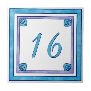 Carreau En Céramique Teal et grand numéro de maison pourpre