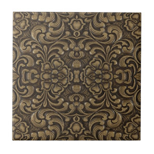 Carreau En Céramique tendance médiévale renaissance motif bronze floral