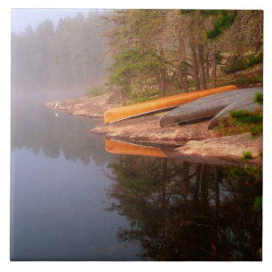 Carreau En Céramique Terrain de camping Foggy Canoe, lac Kawnipi,