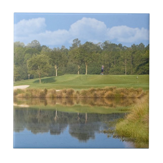 Carreau En Céramique Terrain de golf sur la tuile verte (Devant)