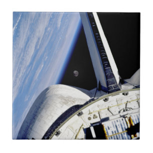 Carreau En Céramique Terre et Lune depuis la navette spatiale Discovery