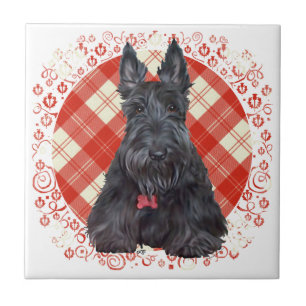Carreau En Céramique Terrier Écossais sur Tartan