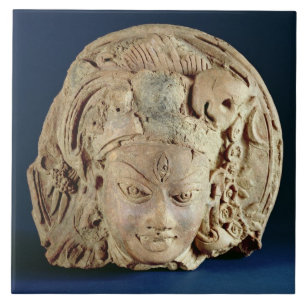 Carreau En Céramique Tête d'Ardhanarisvara, Newal, Unnao (terre cuite)