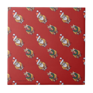 Carreau En Céramique Têtes et Tails Ginger Chat Motif de Noël
