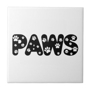 Carreau En Céramique Texte personnalisé des pattes de chien