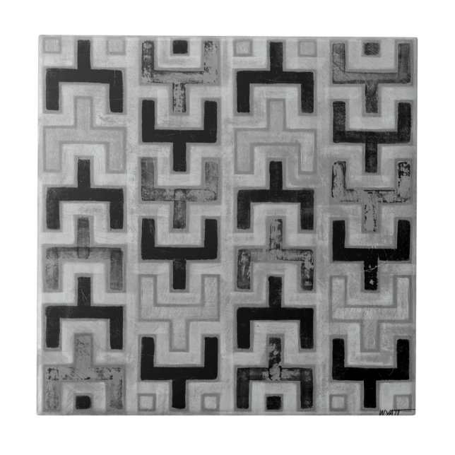 Carreau En Céramique Textile de boue africain avec Motifs géométriques (Devant)