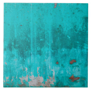Carreau En Céramique Texture patinée de mur en béton de turquoise