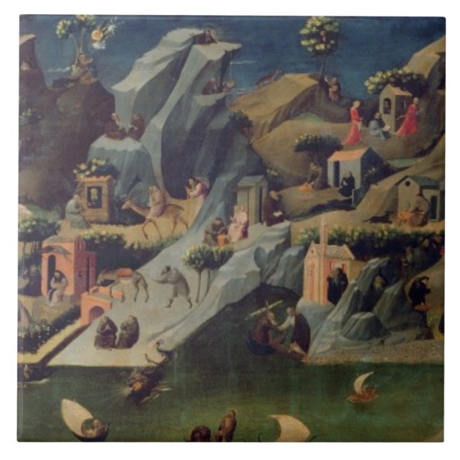 Carreau En Céramique Thebaid, c.1410 (tempera sur le panneau) (voyez (Devant)