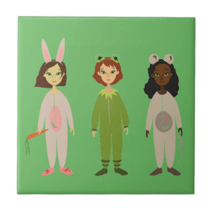 Carreau En Céramique Thème des amies en pyjama pour filles mignonnes