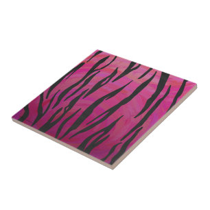 Carreau En Céramique Tiger rose chaud et noir