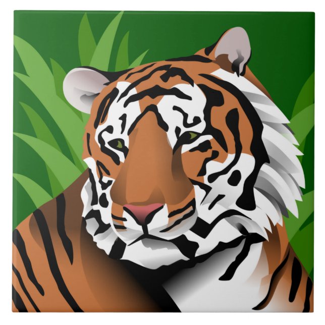 Carreau En Céramique Tigre Dans La Jungle (Devant)