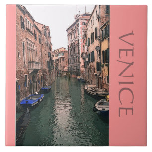 CARREAU EN CÉRAMIQUE TILE/TRIVET/SCÈNE CANAL VÉNÉTIEN