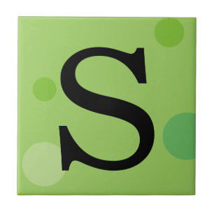 CARREAU EN CÉRAMIQUE TITRE DE MONOGRAMME POLKA VERT