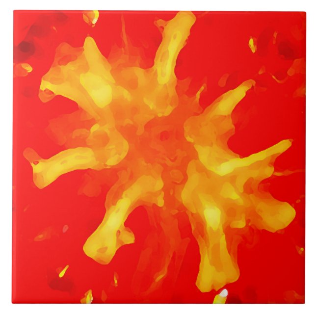 Carreau En Céramique Tomate de pop art rouge flamboyant (Devant)
