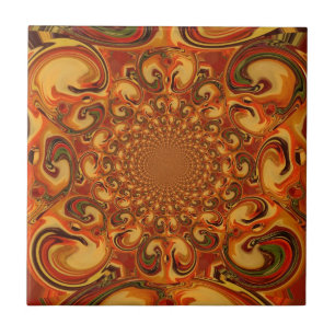 Carreau En Céramique Tons Abstraits orange, marron et vert