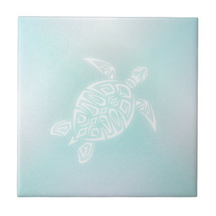 Carreau En Céramique Tortue blanche turquoise