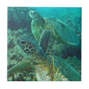 Carreau En Céramique Tortues de mer verte d'Hawaï