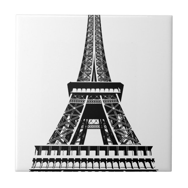 Carreau En Céramique Tour Eiffel noir blanc Paris France Art (Devant)