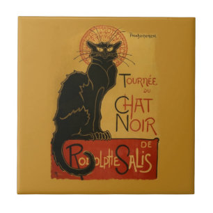 Carreau En Céramique Tournee de Conversation Noir Chat noir