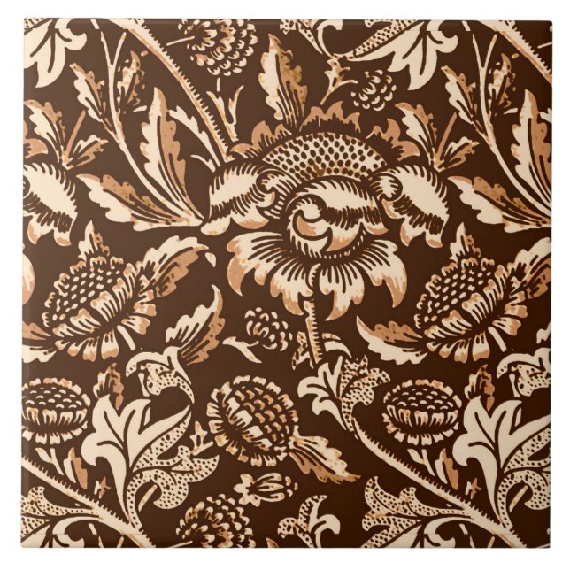 Carreau En Céramique Tournesols de William Morris, brun chocolat et (Devant)