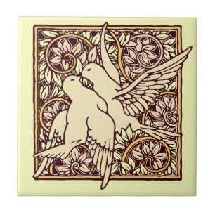 Carreau En Céramique Tourterelles Art Nouveau