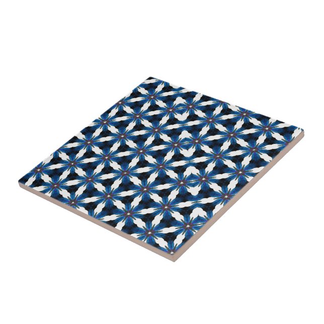 Carreau En Céramique Tout noir & bleu & blanc (Côté)