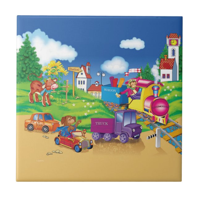 Carreau En Céramique train et voiture (Devant)