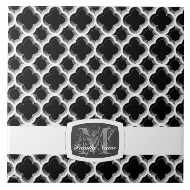 Carreau En Céramique Trellis Marocains (Argent) (Monogramme) (Devant)