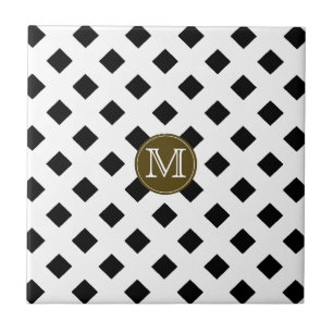 Carreau En Céramique Trellis noir et blanc Personnalisé