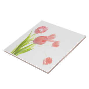 Carreau En Céramique Trépied ou boîte de Retr de fleur de tulipe de